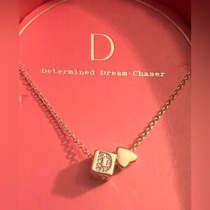 14k Gold Dipped CZ 16in Initial Necklace with Heart Charm